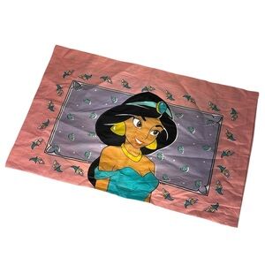 VTG 90s DISNEY'S ALADDIN PRINCESS JASMINE & RAJA GRAPHIC STANDARD PILLOW CASE